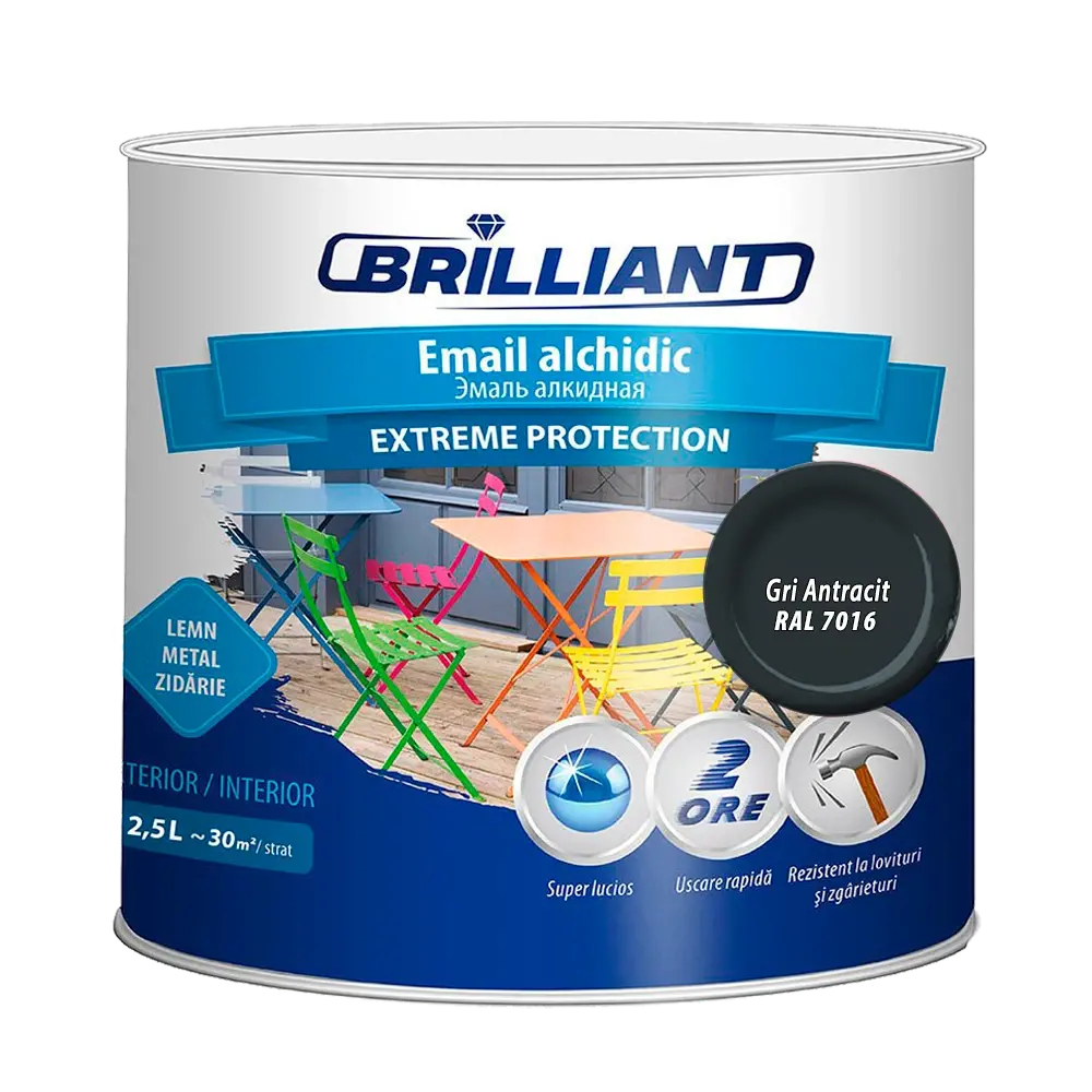 Email alchidic Brilliant Extreme gri antracit 2.5L